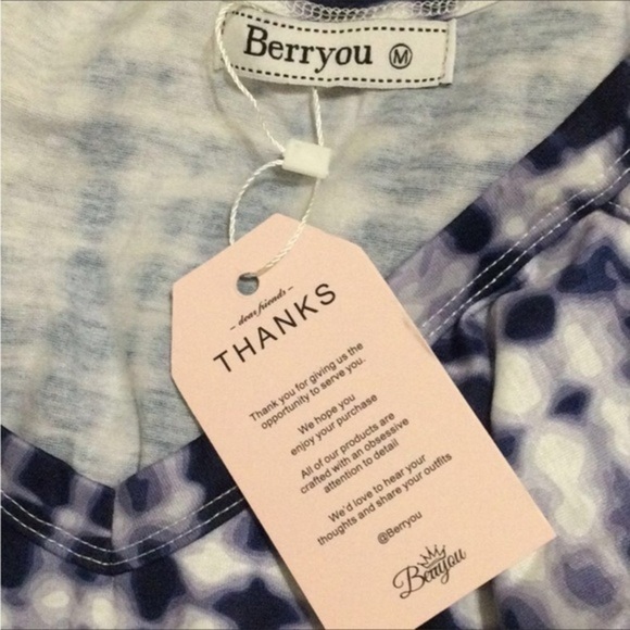 BERRYOU Blue Tie Dye Front Knot Dress‎ Med NWT - Picture 12 of 15